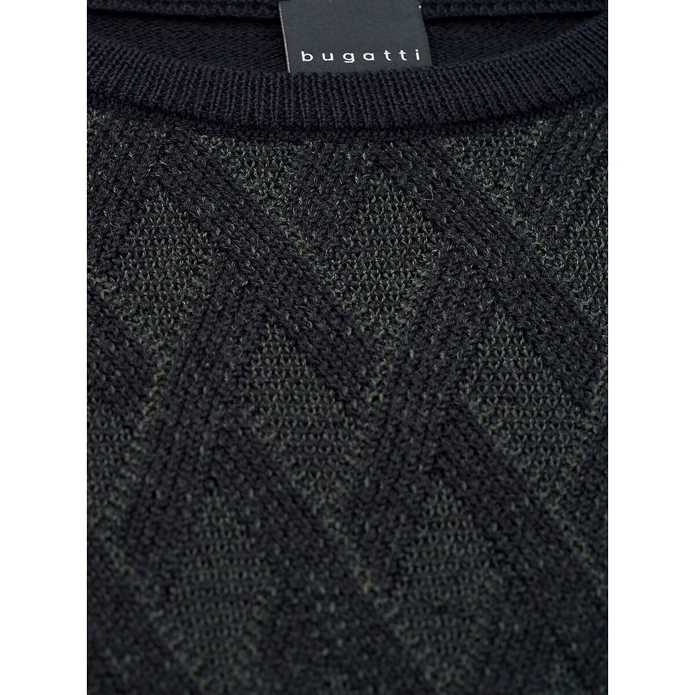 Lattice-Knit Crewneck Sweater