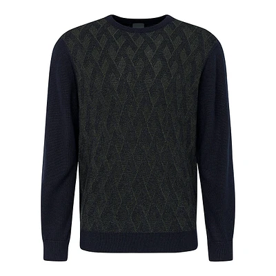 Lattice-Knit Crewneck Sweater