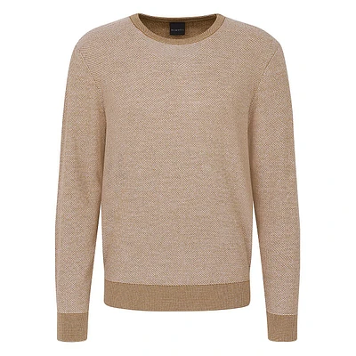 Contrast-Trim Long-Sleeve Crewneck Sweater