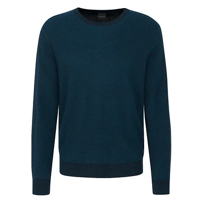Contrast-Trim Long-Sleeve Crewneck Sweater