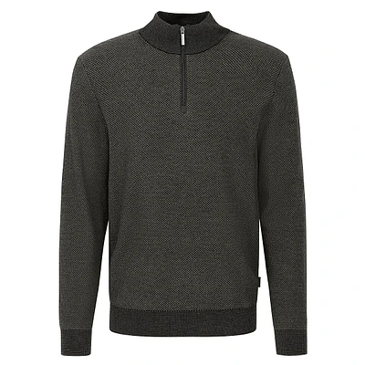 Quarter-Zip Contrasting-Trim Sweater