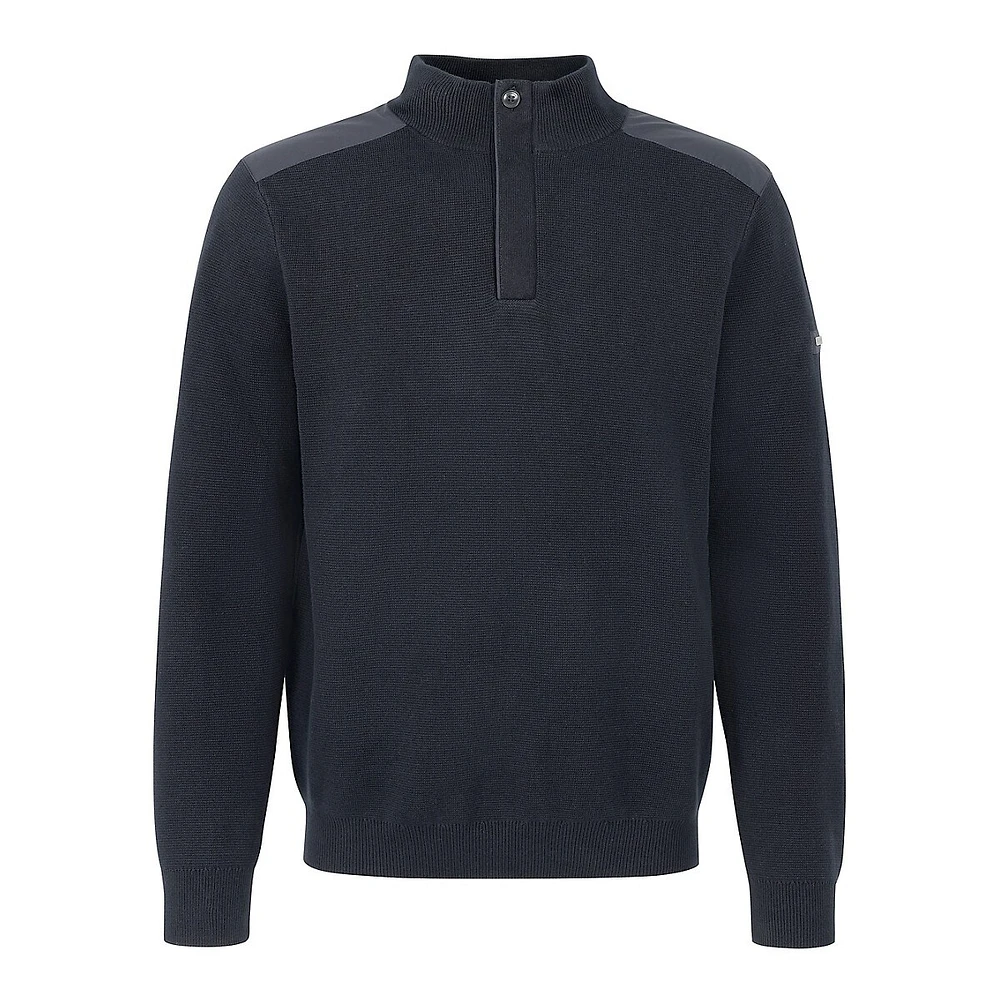 Mockneck Quarter-Zip Epaulette Sweater