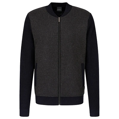 Wool-Blend Full-Zip Bomber Sweater