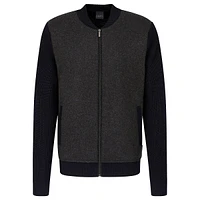 Wool-Blend Full-Zip Bomber Sweater