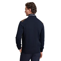 Full-Zip Quilted Mockneck Knit Jacket