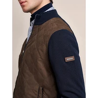 Full-Zip Quilted Mockneck Knit Jacket