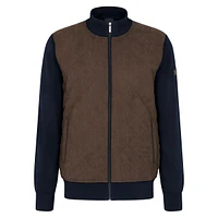 Full-Zip Quilted Mockneck Knit Jacket