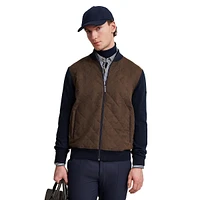 Full-Zip Quilted Mockneck Knit Jacket