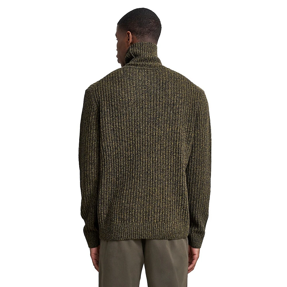 Wool-Blend Twist-Cable Turtleneck Sweater