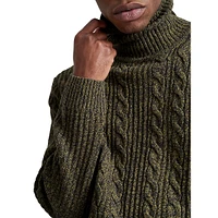 Wool-Blend Twist-Cable Turtleneck Sweater