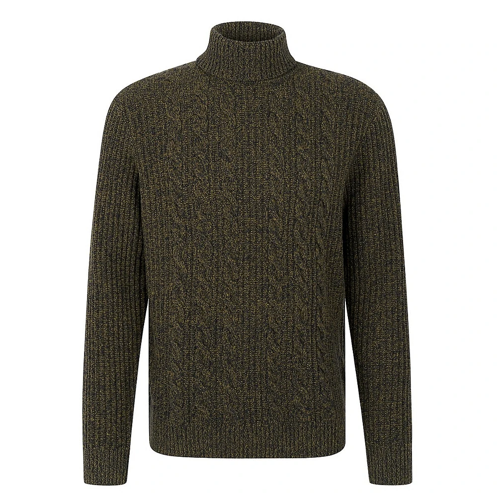 Wool-Blend Twist-Cable Turtleneck Sweater