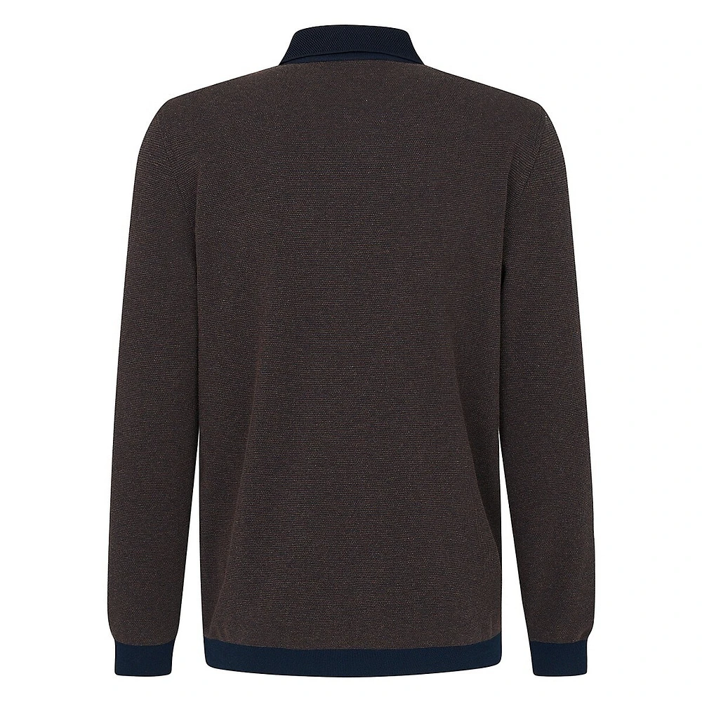 Long-Sleeve Pocket Polo Sweater