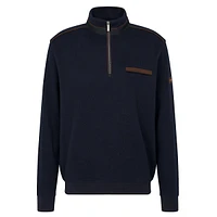 Mockneck Quarter-Zip Contrast Pocket Sweater