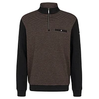 Mockneck Quarter-Zip Contrast Houndstooth Sweater