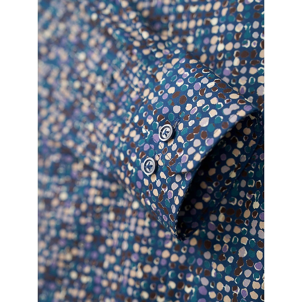 Printed Stretch-Poplin Kent Shirt