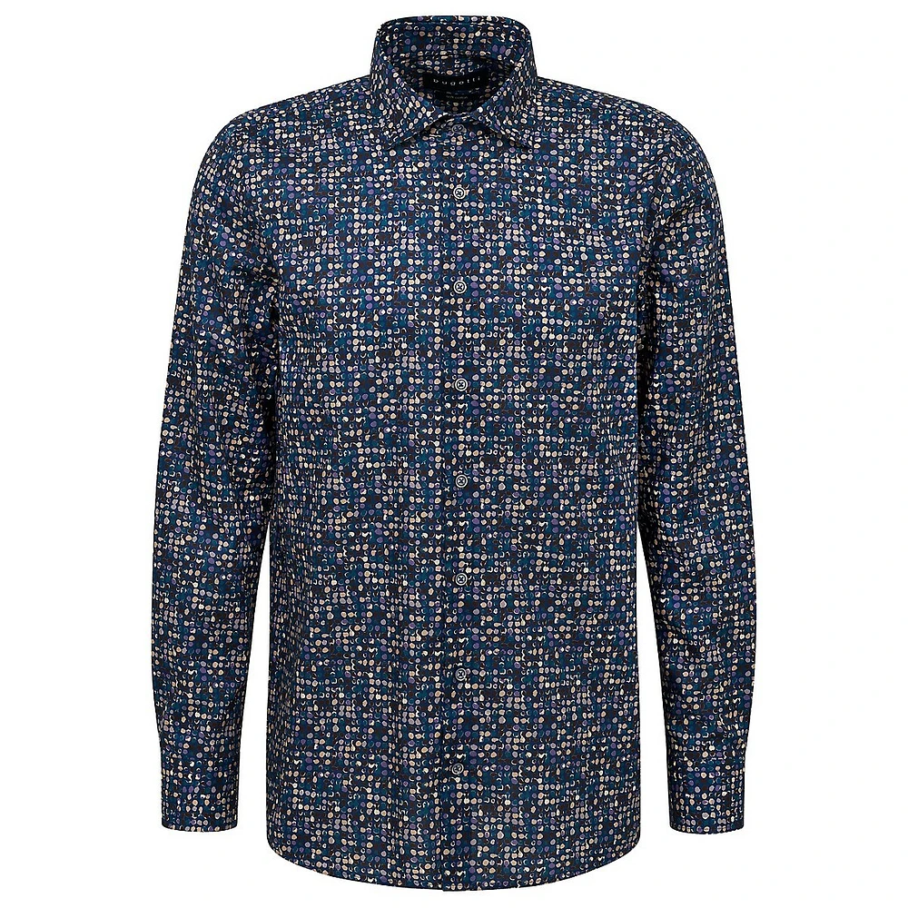 Printed Stretch-Poplin Kent Shirt