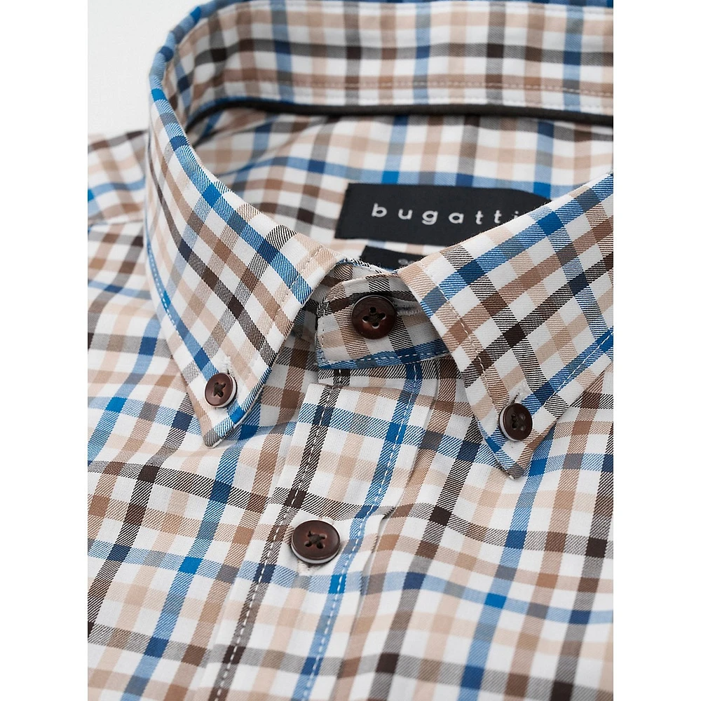 Modern-Fit Easy-Care Plaid Twill Shirt