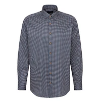 Modern-Fit Geo-Print Satin Easy-Care Shirt