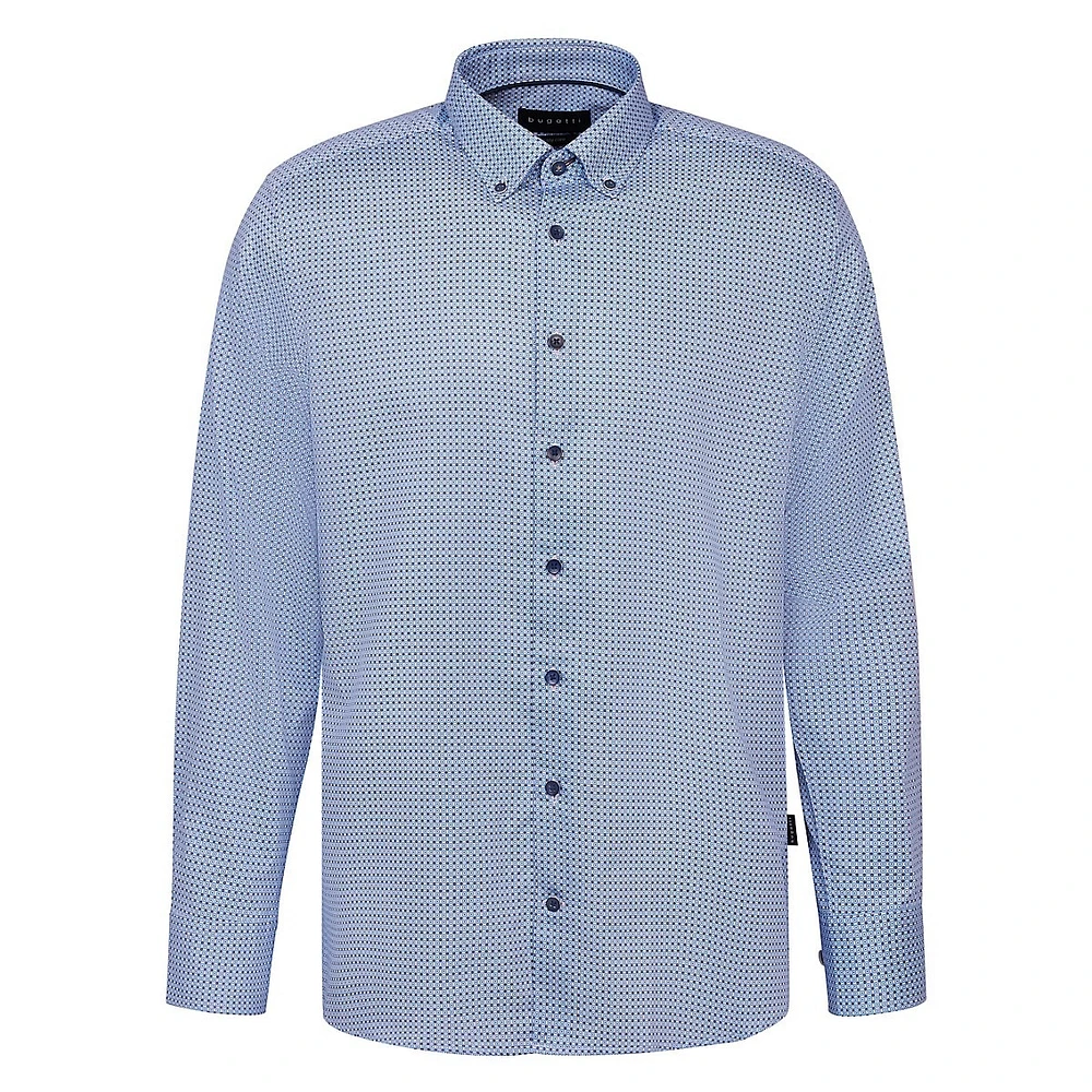 Slim-Fit Easy-Care Retro-Geo Print Shirt