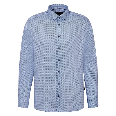 Slim-Fit Easy-Care Retro-Geo Print Shirt