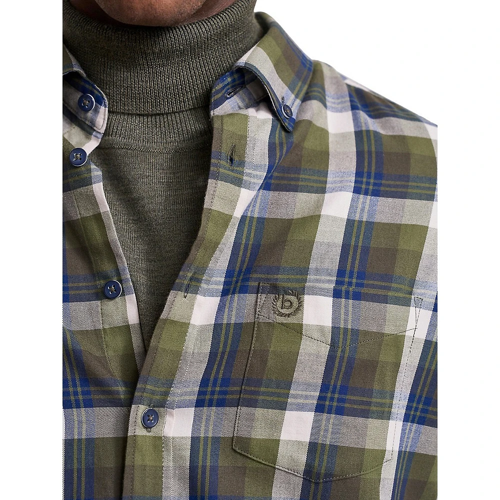 Modern-Fit Button-Down Plaid Shirt