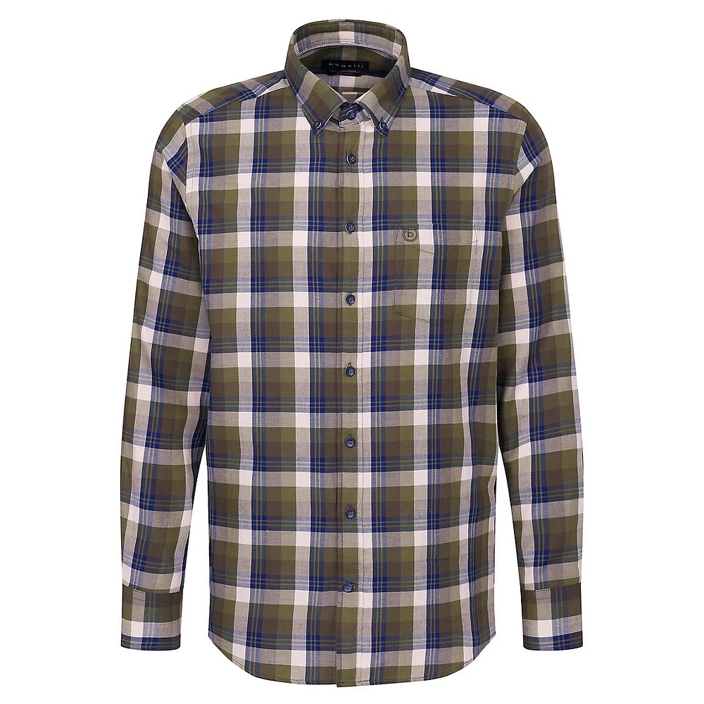 Modern-Fit Button-Down Plaid Shirt