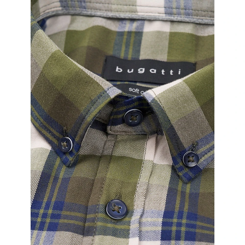 Modern-Fit Button-Down Plaid Shirt