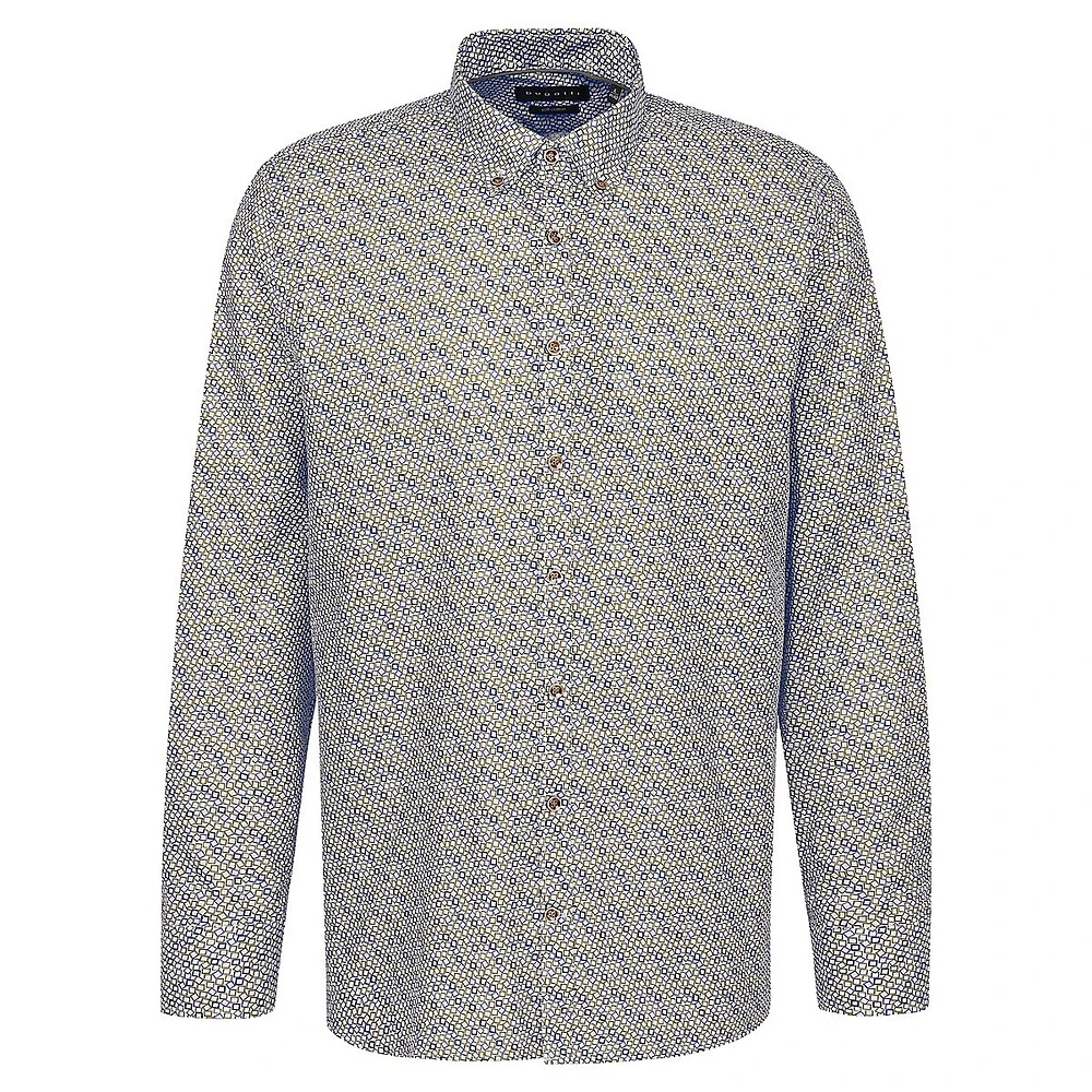 Modern-Fit Printed Oxford Shirt