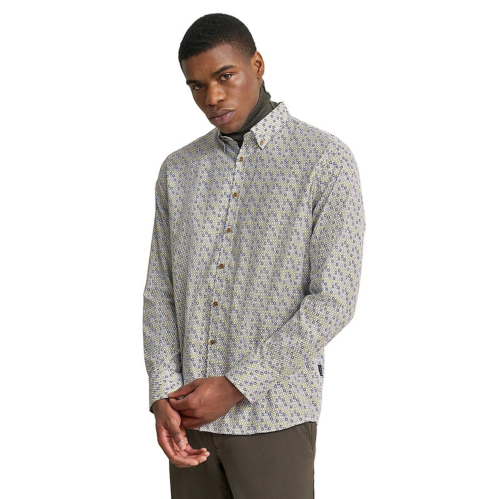 Modern-Fit Printed Oxford Shirt