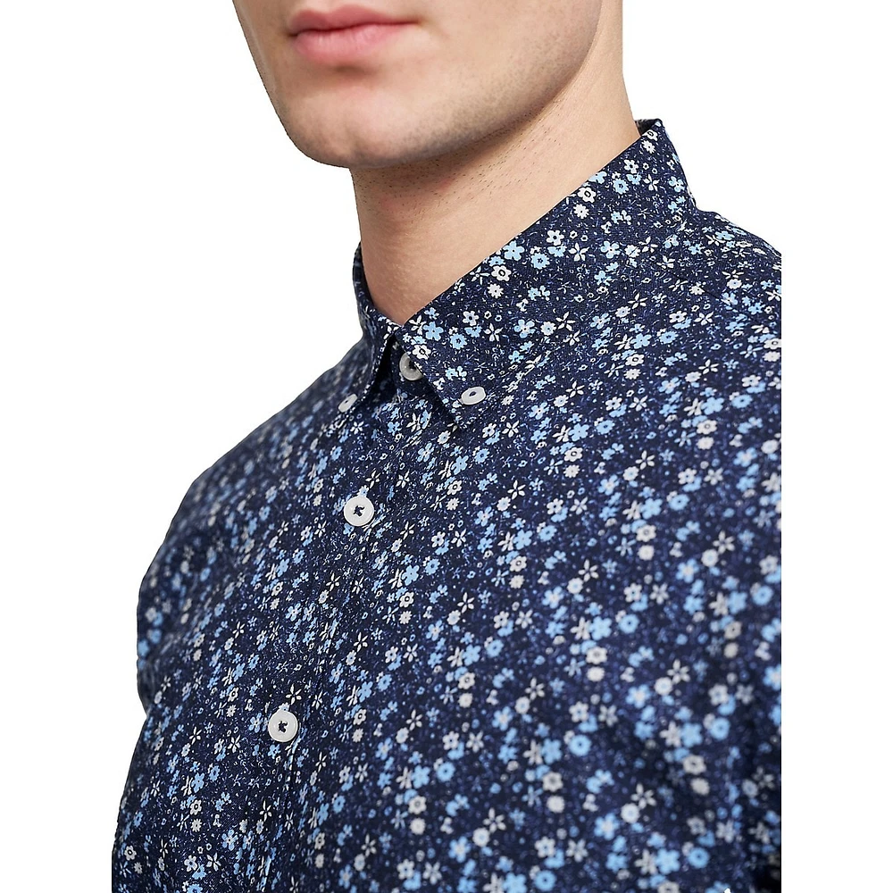 Button-Down Floral-Print Oxford Shirt