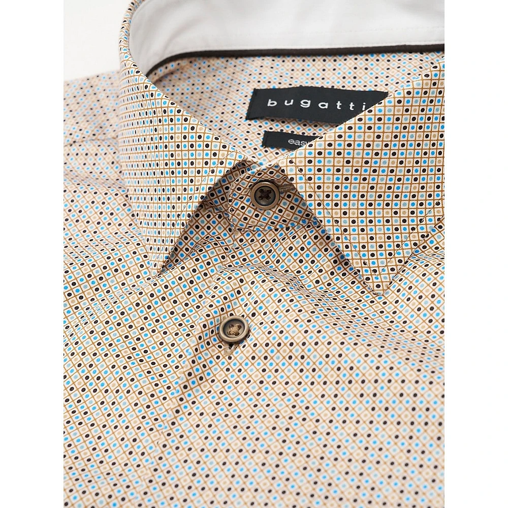 Modern-Fit Printed Satin Easy-Care Dress Shirt