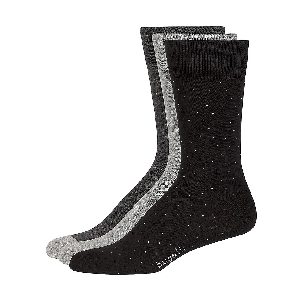 Mens 3-Pack Comfort-Top Crew Socks