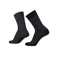 Mens 2-Pack Soft Cotton-Blend Striped Crew Socks