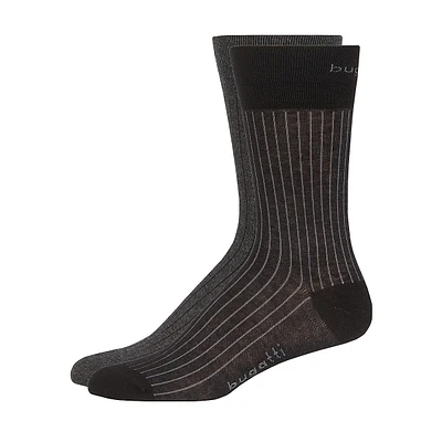 Mens 2-Pack Soft Cotton-Blend Striped Crew Socks