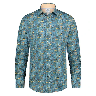 Fish Coral-Print Shirt