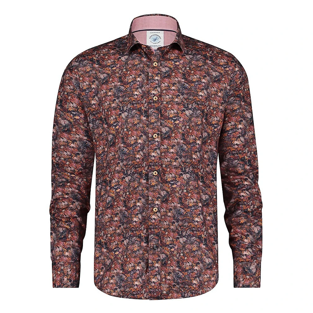 Forest Leaves-Print Regular-Fit Shirt