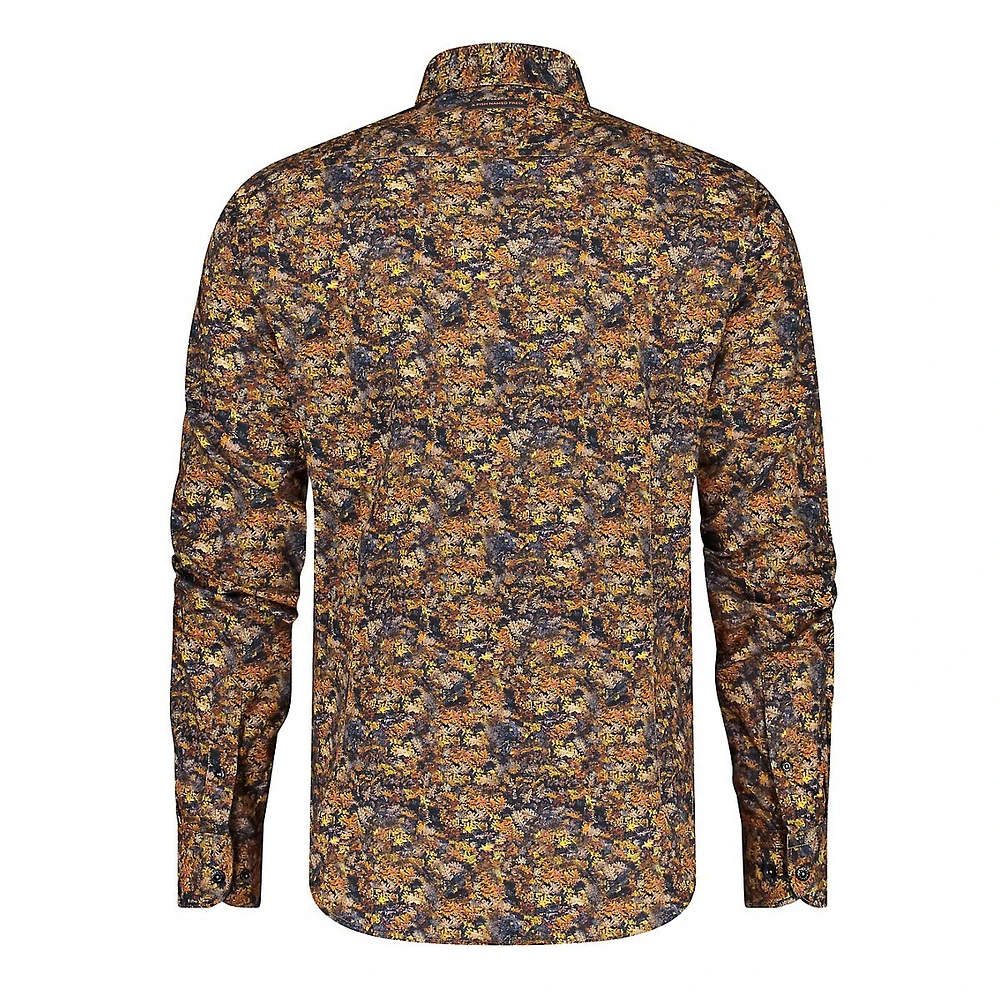 Chemise coupe standard à motif de feuilles forêt