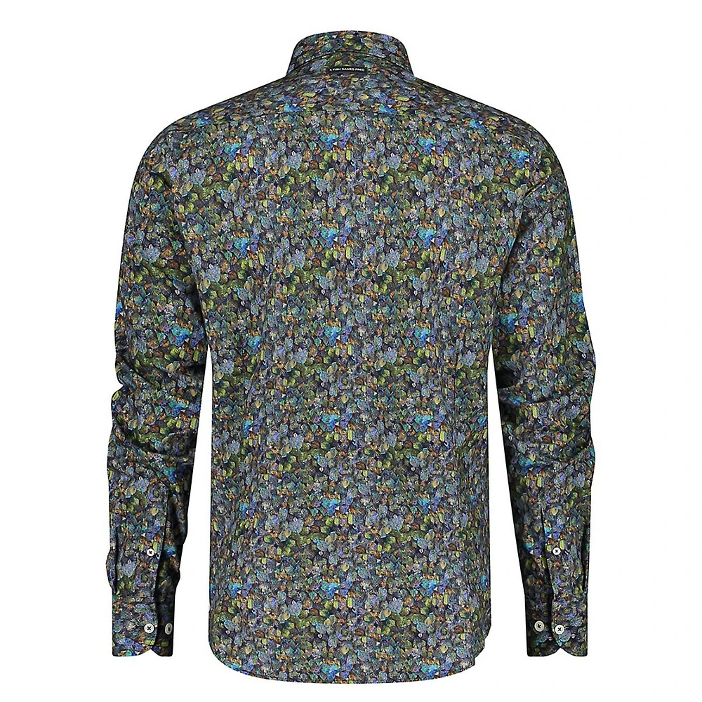 Frozen Leaves Printed Stretch Shirt