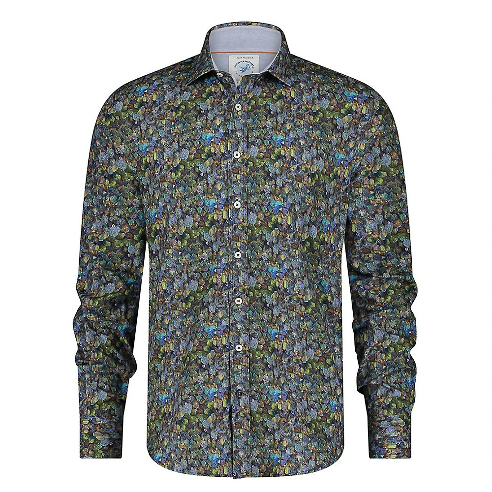 Frozen Leaves Printed Stretch Shirt