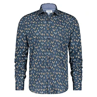 Regular-Fit Owl-Print Stretch Shirt