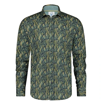 Pine Trees Printed Stretch Shirt