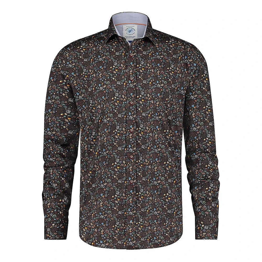 Small Leaves-Print Regular-Fit Shirt