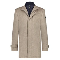 Wool-Blend Funnelneck Zip Coat