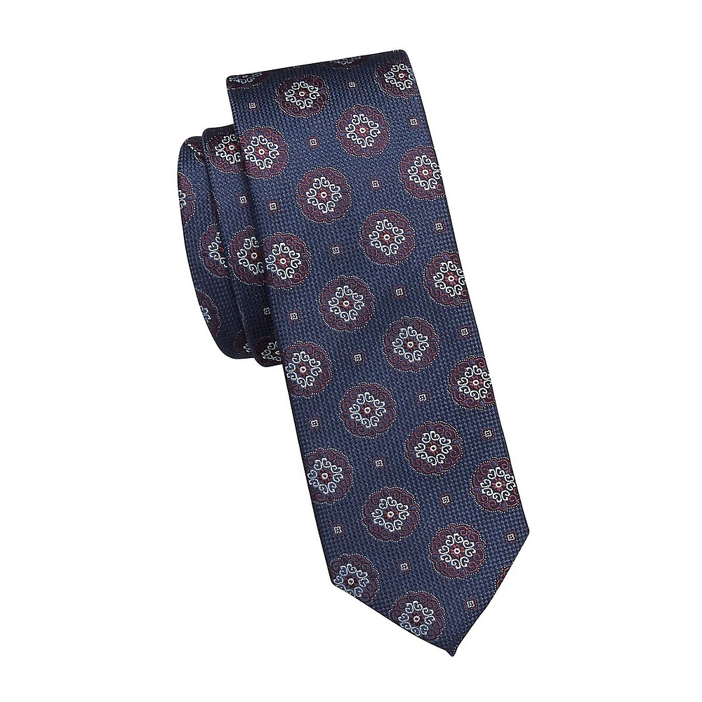 Classic-Cut Medallion-Print Tie