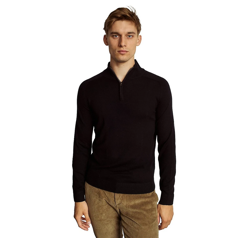 Pelle Extrafine Merino Wool-Blend Quarter-Zip Sweater