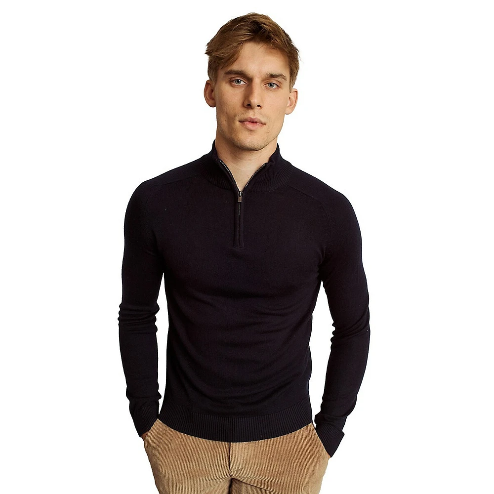 Pelle Merino Wool-Blend Quarter-Zip Sweater