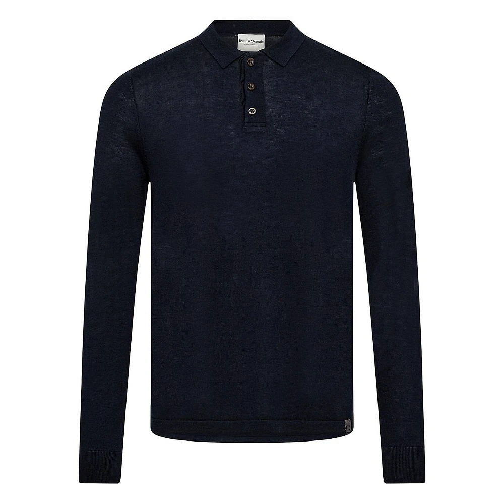 Atlas Merino-Wool Blend Polo Sweater