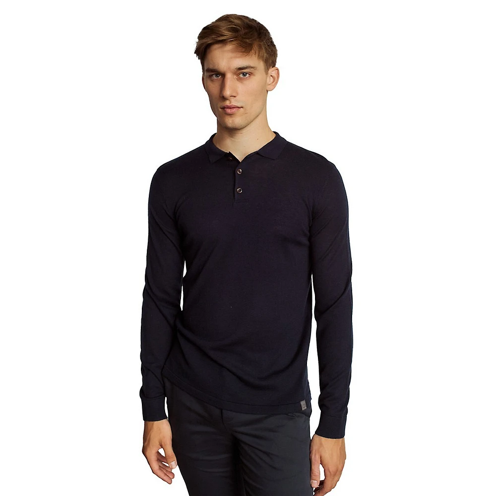 Atlas Merino-Wool Blend Polo Sweater