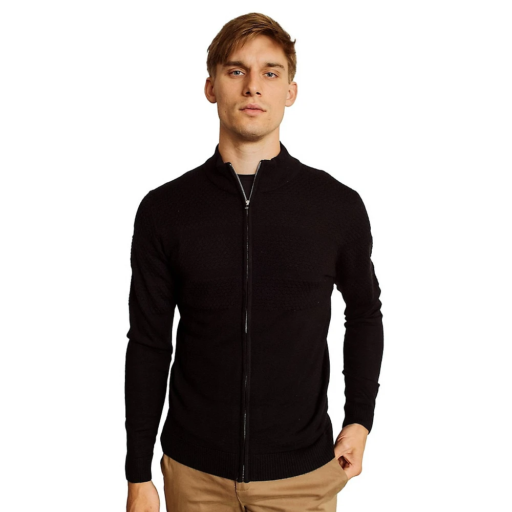 Eaton Extrafine Merino Wool-Blend Zip-Up Cardigan