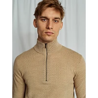 Quarter-Zip Bubble-Knit Merino Wool-Blend Sweater